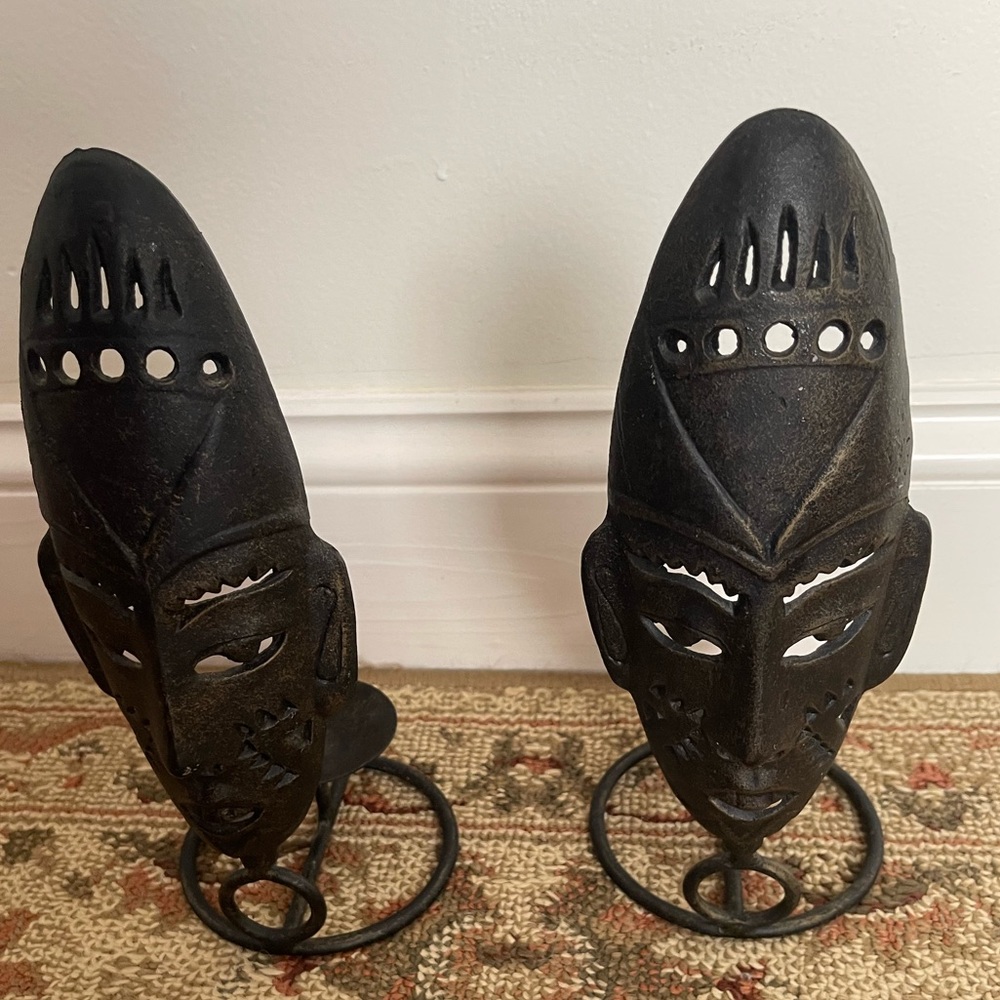 METAL TRIBAL CANDLE HOLDER SET